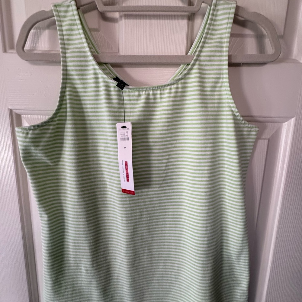 Talbots Green & White Striped  Tank - Reversible-Scoop & V-neck Options. Med. 💚🤍